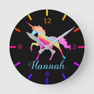 Colorful Unicorn Runde Wanduhr