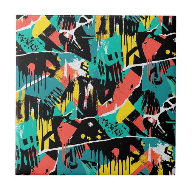 Colorful Urban Graffiti Pattern (13) Fliese (Vorderseite)