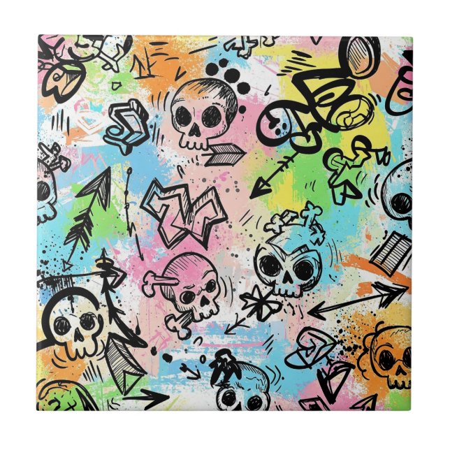 Colorful Urban Graffiti Pattern (6) Fliese (Vorderseite)