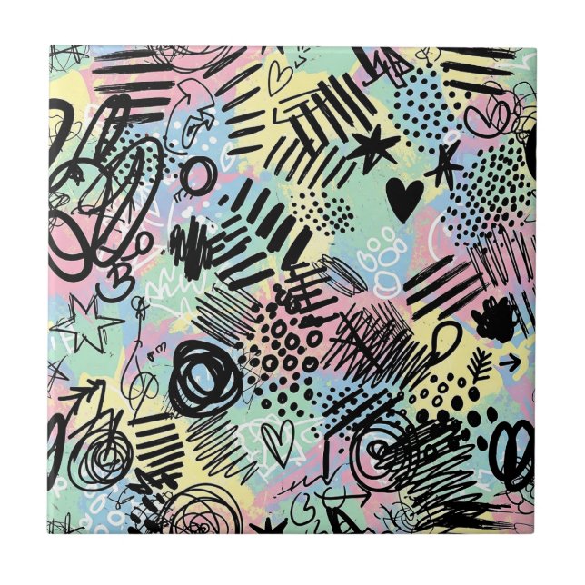 Colorful Urban Graffiti Pattern (9) Fliese (Vorderseite)