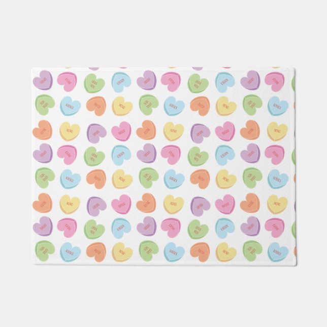 Colorful Valentine Candy Hearys Tischset Holiday Fußmatte (Vorderseite)