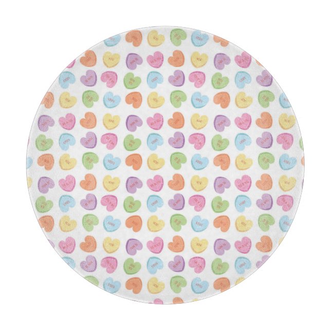 Colorful Valentine Candy Hearys Tischset Holiday Schneidebrett (Vorderseite)