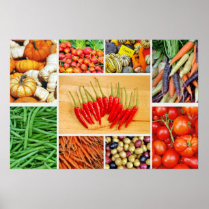 Colorful vegetable collage poster