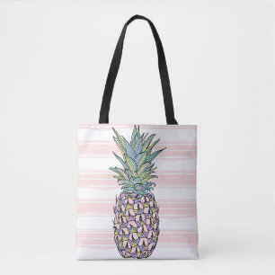 Colorful vintage pineapple illustration. tasche