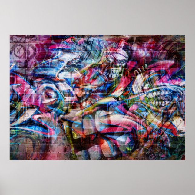 Colorful Wall Graffiti Illustration Poster (Vorne)