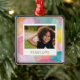 Colorful Watercolor Circles and Dots Name Photo Ornament Aus Metall (Baum)