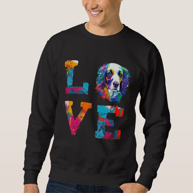 Colorful Watercolor Paint English Springer Spaniel Sweatshirt (Vorderseite)