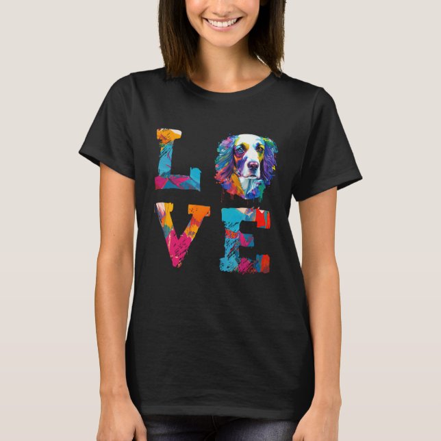 Colorful Watercolor Paint English Springer Spaniel T-Shirt (Vorderseite)