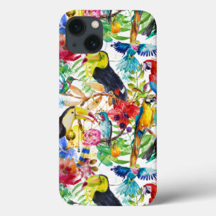 Colorful Watercolor Parrots iPhone 13 Hülle