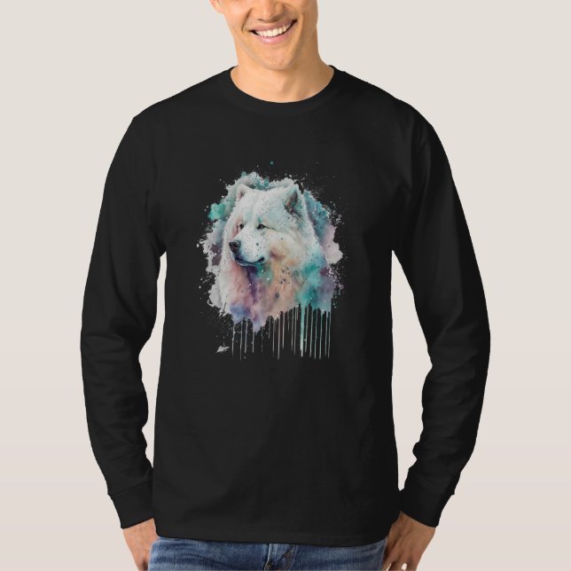 Colorful watercolor splash Samoyed T-Shirt (Vorderseite)