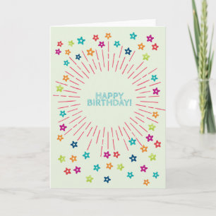 Colorful watercolor stars Happy Birthday Karte