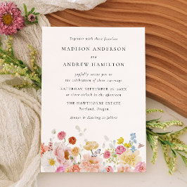 Colorful Watercolor Wildflower Wedding Invitation Einladung
