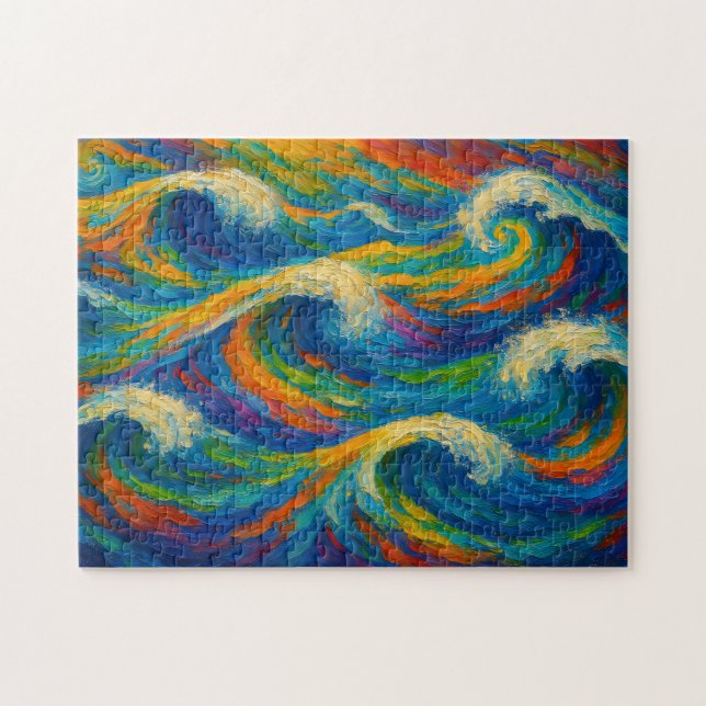 Colorful Waves Texture Painting (Horizontal)
