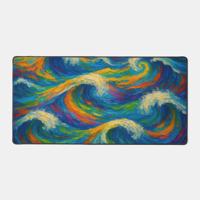 Colorful Waves Texture Painting Schreibtischunterlage (Vorderseite)