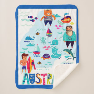 Colorful Whimsical Australia Travel Poster Sherpadecke