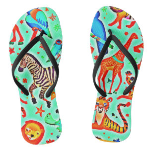 Colorful Wild Wonder Animal Kingdom Flip Flops