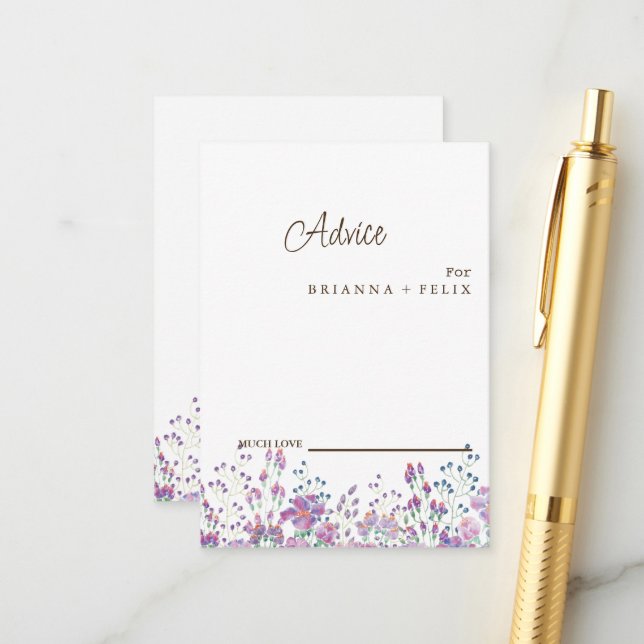 Colorful Wildblume Wedding Advice Card Hinweiskarte (Vorderseite/Rückseite Beispiel)