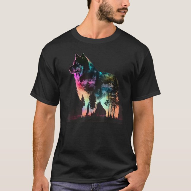 Colorful Wilderness Nature Alaskan Malamute Reflec T-Shirt (Vorderseite)