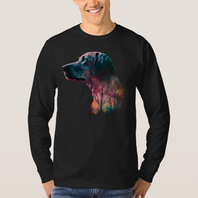 Colorful Wilderness Nature Weimaraner Reflection T-Shirt (Vorderseite)