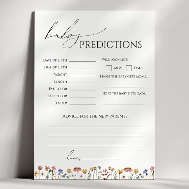 Colorful Wildflow Baby Shower Predictions Card Einladung (Von Creator hochgeladen)