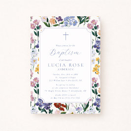 Colorful Wildflower Baptism Invitation for Girl