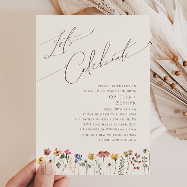 Colorful Wildflower | Beige Let's Celebrate Einladung (Von Creator hochgeladen)