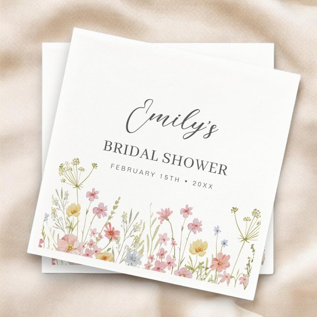 Colorful Wildflower Bridal Shower In Bloom Garden Serviette (Von Creator hochgeladen)