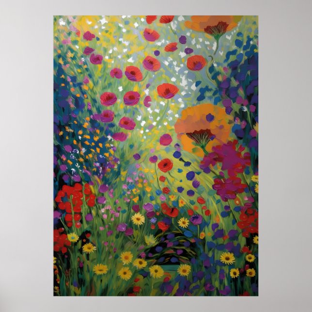 Colorful Wildflower Field Art Vibrant Floral Paint Poster (Vorne)