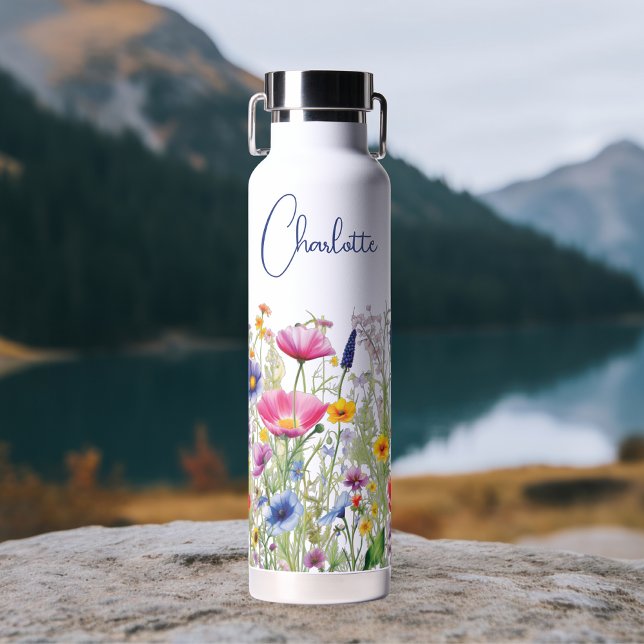 Colorful Wildflower Floral Personalized Name Trinkflasche (Von Creator hochgeladen)