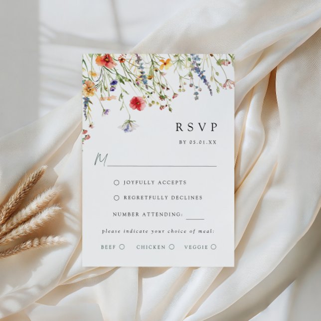 Colorful Wildflower Wedding Meal Choice RSVP Card (Von Creator hochgeladen)