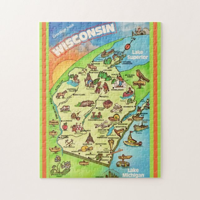 Colorful Wisconsin Postcard 11x14 (Vertikal)