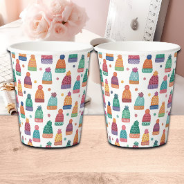 Colorful Woolly Hats Winter Pappbecher