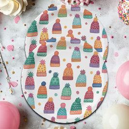 Colorful Woolly Hats Winter Pappteller