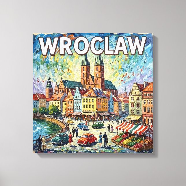Colorful Wroclaw Cathedral Square Canvas Leinwanddruck (Vorderseite)
