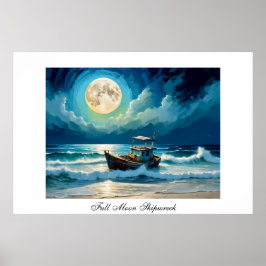 Colorfull moon Old Shipwreck Seehecht Poster