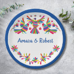 COLORFULL OTOMI MEXICAN PAPPTELLER<br><div class="desc">Schöne Hochzeitsmuster, niedliche Blume und Vögel, farbenfroh</div>