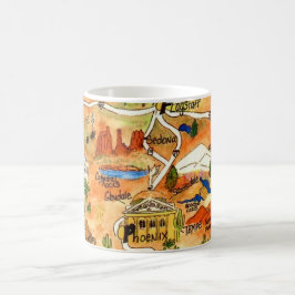 Colorfully Illustrated Arizona Map Mug Kaffeetasse