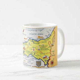 Colorfully Illustrated Map of Cornwall England Mug