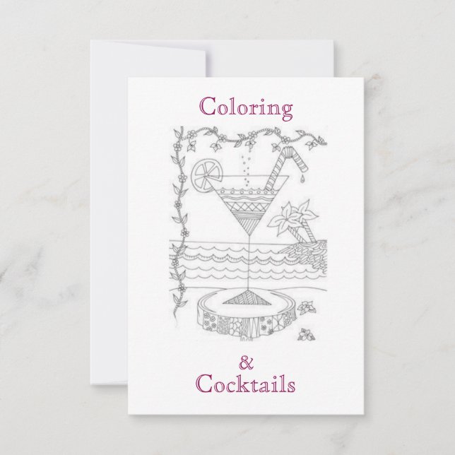 Coloriage & Cocktails Invitations Filles Fête de n (Devant)