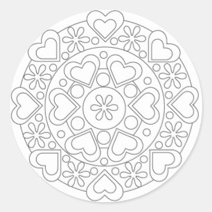 Coloriage dans les coeurs et les fleurs Sticker Ma