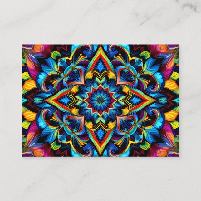 Colorido Kaleidoscope Mandala Design Mug, almohada Visitenkarte (Vorderseite)