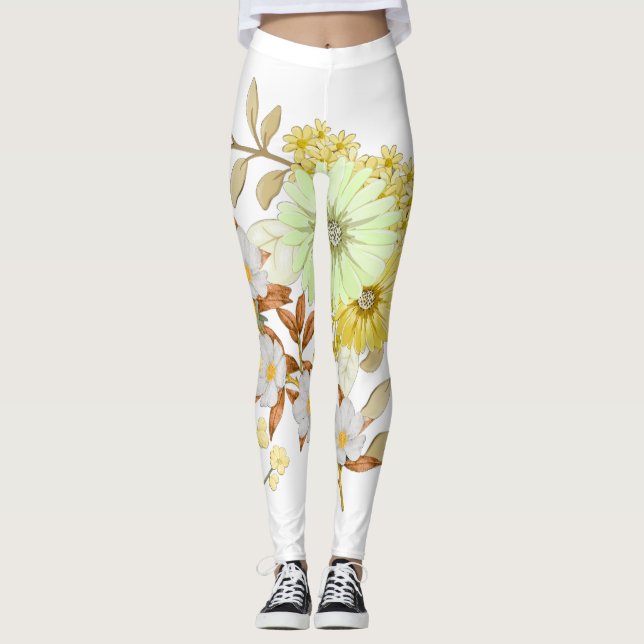 Coloring Flowers Art Design | Floral Coloring Leggings (Vorderseite)