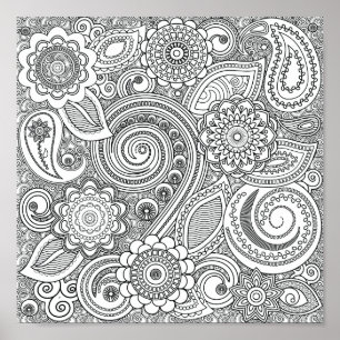 Coloring Henna Pattern Poster