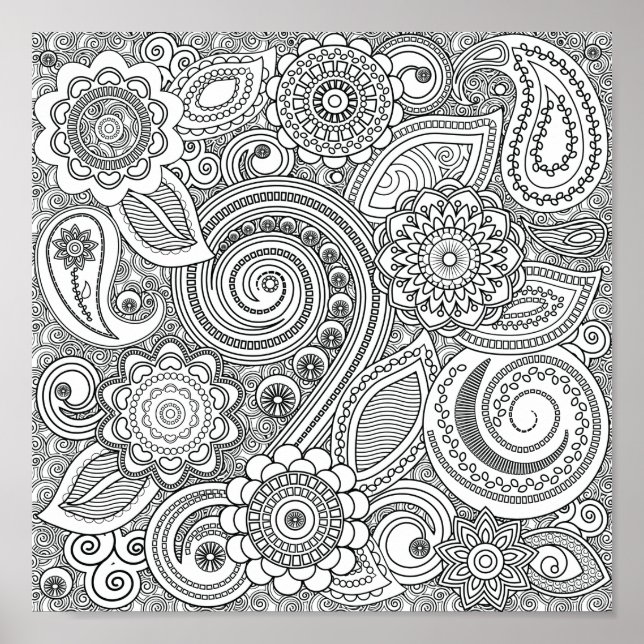Coloring Henna Pattern Poster (Vorne)