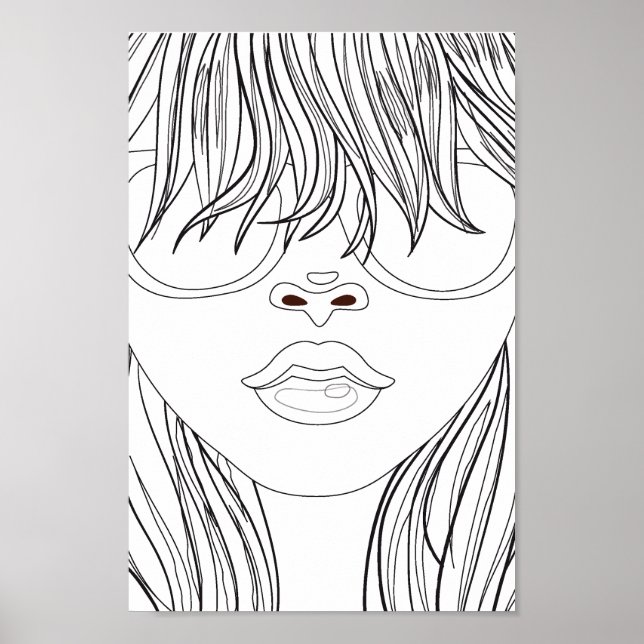 Coloring Page Beach Girl Poster (Vorne)