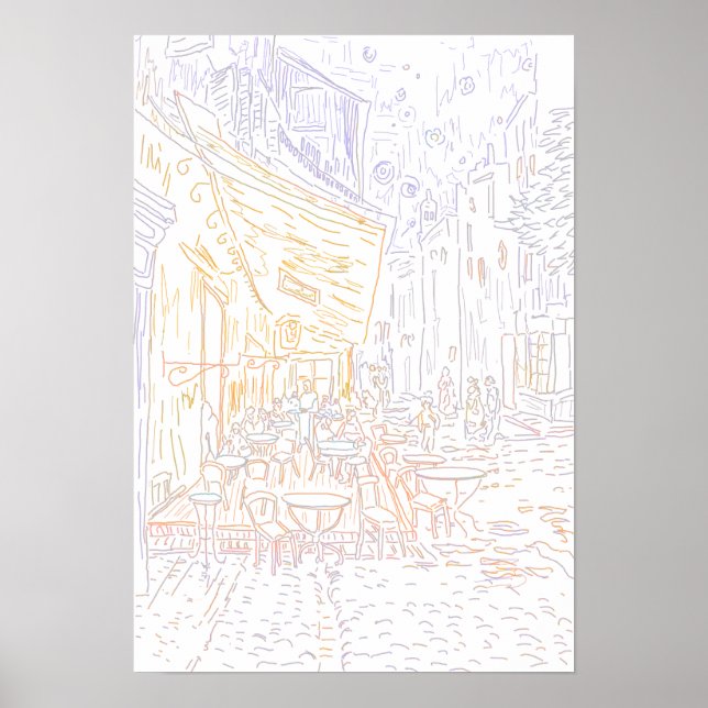 Coloring Page - Café Terrasse Night Van Gogh Poster (Vorne)