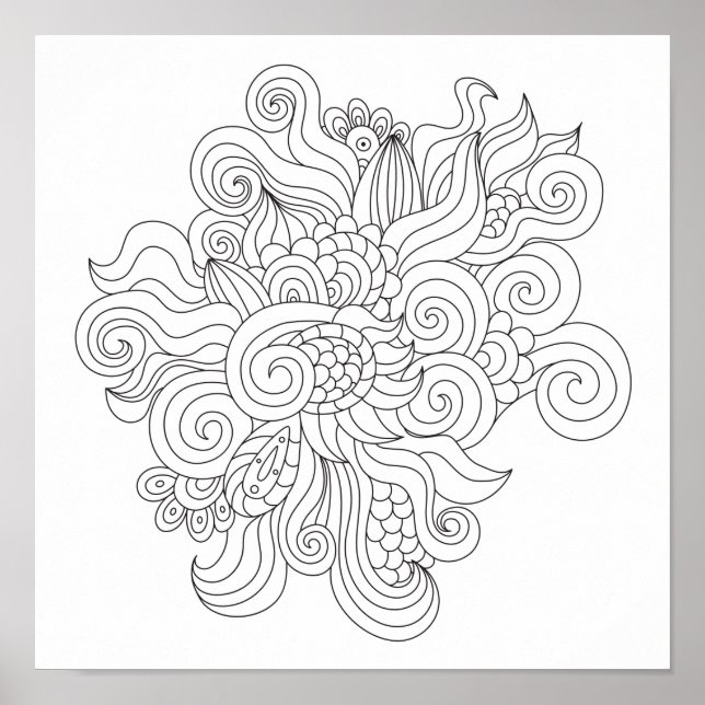 Coloring Page Crazy Doodle Poster (Vorne)