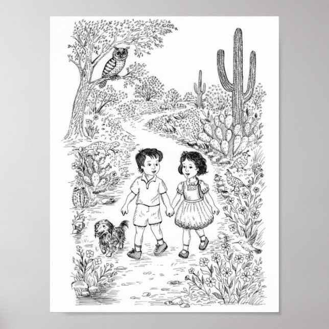 Coloring Page for Kids: The Magic Trail Poster (Vorne)