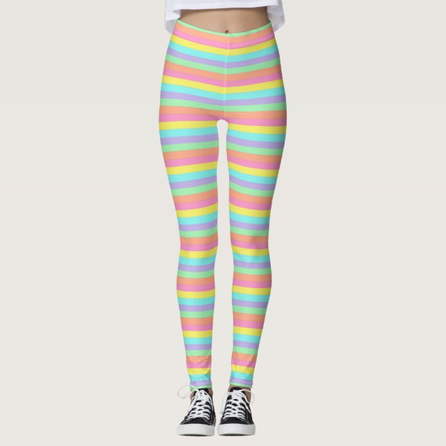 Coloris pastel Leggings rayés (Devant)