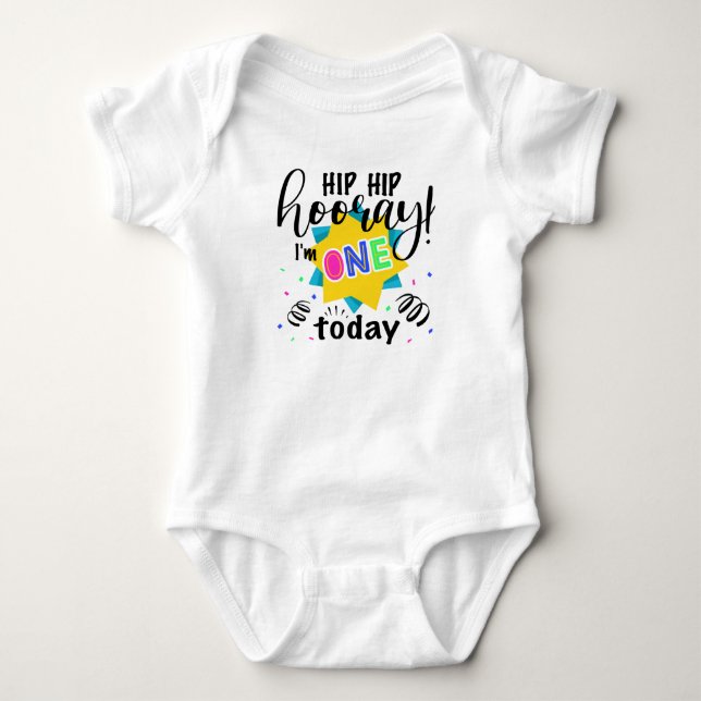 Colorous First Birthday Baby Jersey Bodysuit Strampler (Vorderseite)